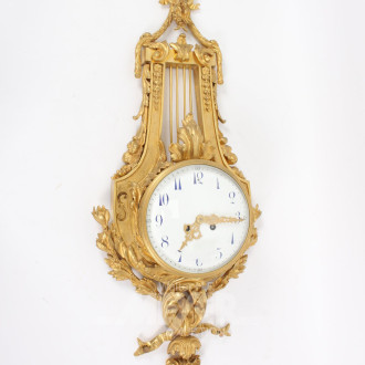 schwere Wanduhr, Bronze vergoldet