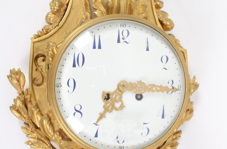 schwere Wanduhr, Bronze vergoldet