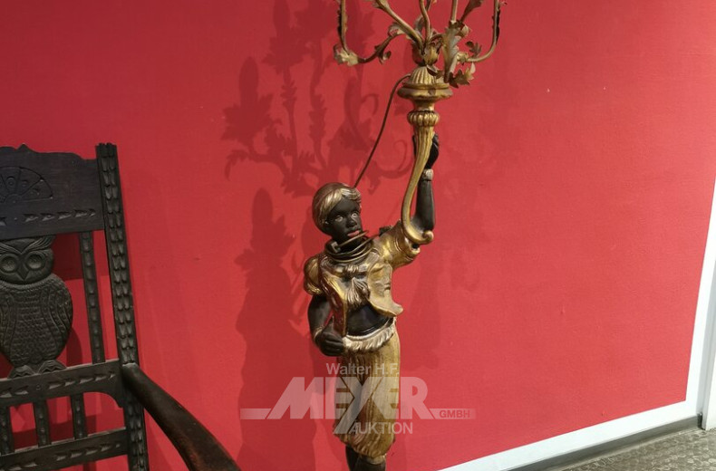 Paar figürliche Standleuchten, jew. 7-flammig