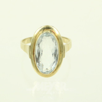 Damenring, besetzt mit 1 hellblauen Beryl, oval facettiert