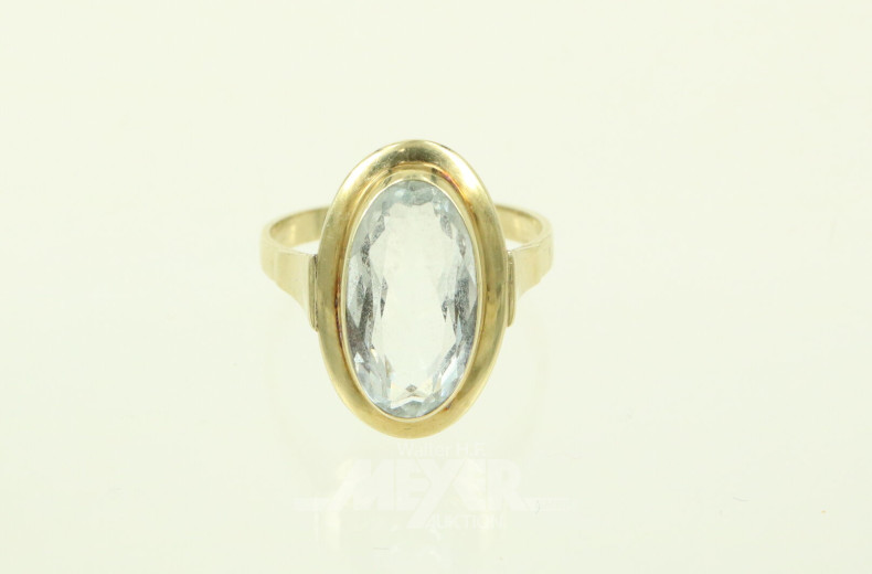 Damenring, besetzt mit 1 hellblauen Beryl, oval facettiert