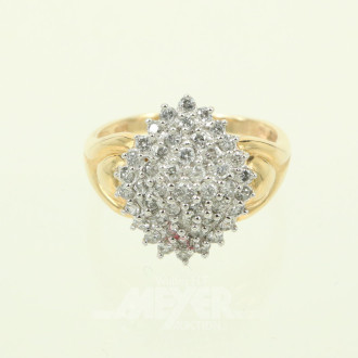 Damenring, Ringkopf besetzt mit ca. 45 kl. Diamanten