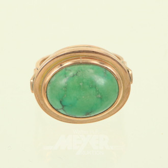 Damenring, besetzt mit 1 Türkis-Cabouchon, farbverändert