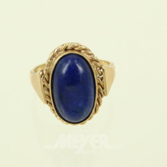 Damenring, besetzt mit 1 blauen Farbstein-Cabouchon