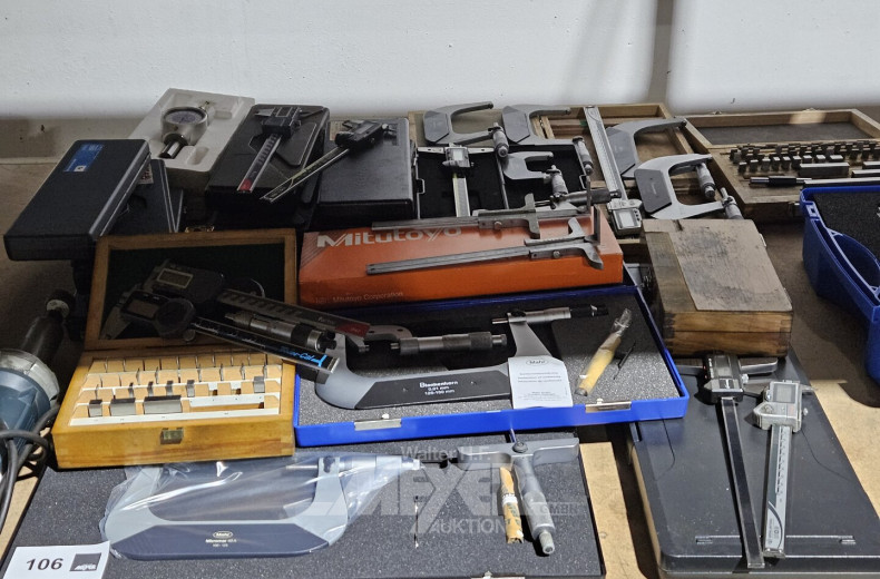 gr. Pos. Mess- und Lehrmittel, u.a. Messuhren, Schieblehren, Dicken-Messplatten, Tiefenmesser etc., ca. 30 Stck.