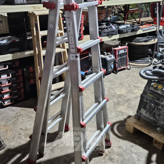 2 Alu-Profi-Montageleitern, teleskopierbar, 4x 5 Sprossen