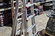 2 Alu-Profi-Montageleitern, teleskopierbar, 4x 5 Sprossen