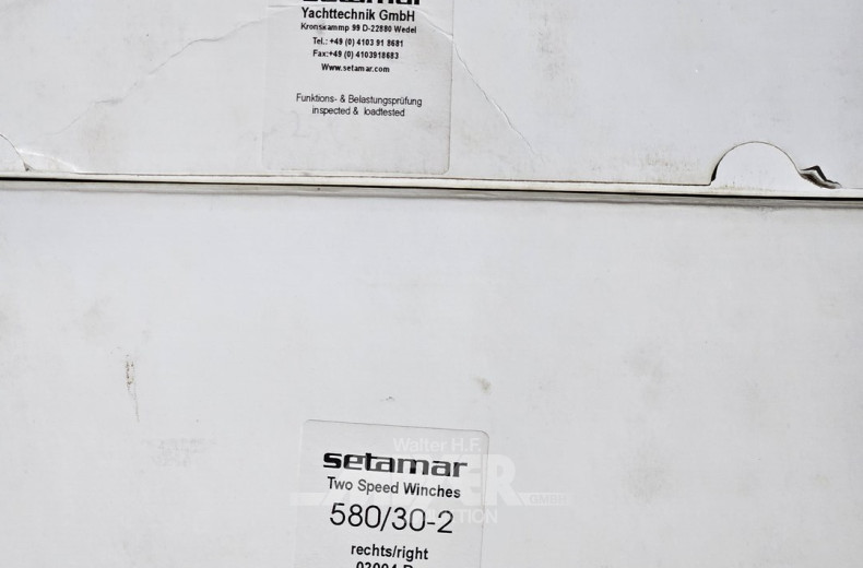 Pos. Werkzeug und Hausrat, u.a. 2 Boots-Winschen SETAMAR Typ: 580/30-2