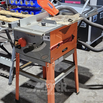 kl. Tischkreissäge auf Montagebock, mit 3 Sägeblättern