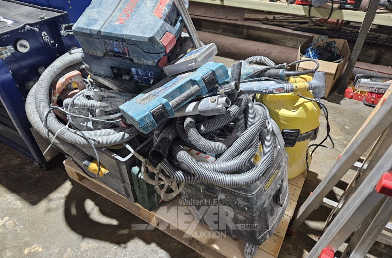 Pos. div. Baugeräte und Handmaschinen, defekt, u.a. Baustaubsauger, Trockenbauschleifer, gr. Winkelschleifmaschinen,