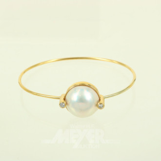 Armreif mit Marbe-Perle und 2 kl. Brillanten