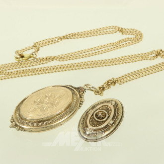 Kette in 750 GG mit Medaillon, vmtl. Schaumgold