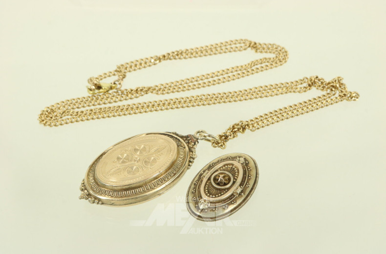 Kette in 750 GG mit Medaillon, vmtl. Schaumgold
