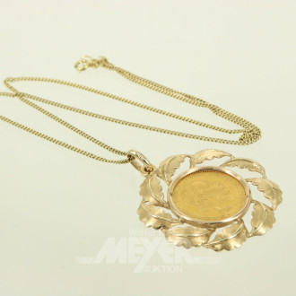 Kette mit Münzanhänger Österreich 1 Dukat Franz Josef I. 1915 NP