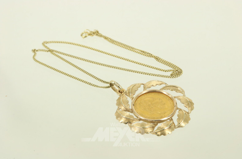 Kette mit Münzanhänger Österreich 1 Dukat Franz Josef I. 1915 NP