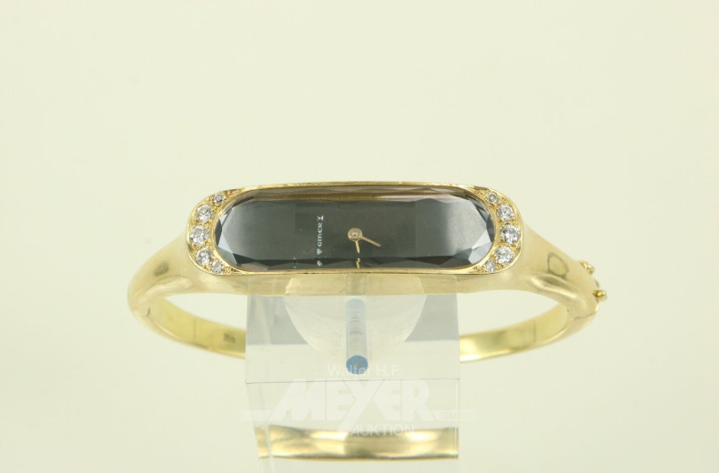 schmale Damenarmbanduhr mit 10 kl. Brillanten und Namensgravur