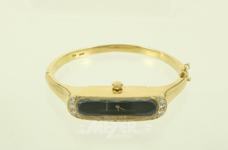 schmale Damenarmbanduhr mit 10 kl. Brillanten und Namensgravur