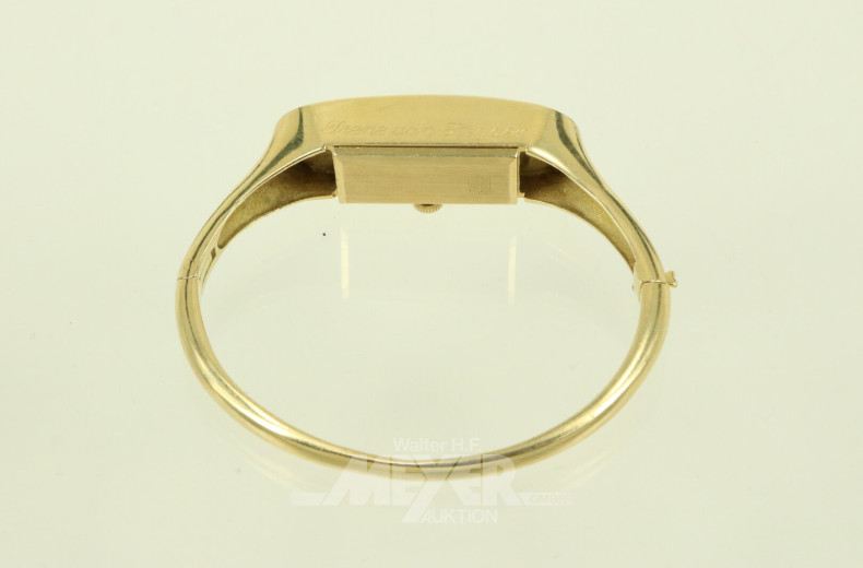 schmale Damenarmbanduhr mit 10 kl. Brillanten und Namensgravur