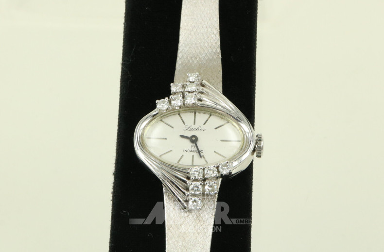 Damenarmbanduhr mit 12 kl. Brillanten, 70iger Jahre-Stiel