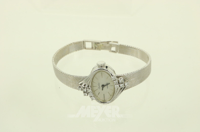 Damenarmbanduhr mit 12 kl. Brillanten, 70iger Jahre-Stiel