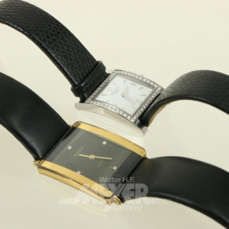 2 kl. Damenarmbanduhren, Rado und Longines, Stahl, Quarzwerke mit Lederband