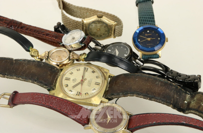 7 div. Damen- und Herrenarmbanduhren