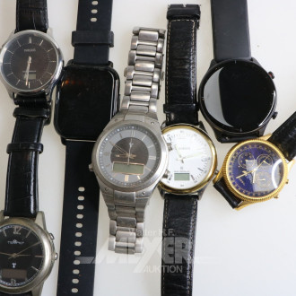 8 Herrenarmbanduhren sowie 1 Paar Manschettenknöpfe