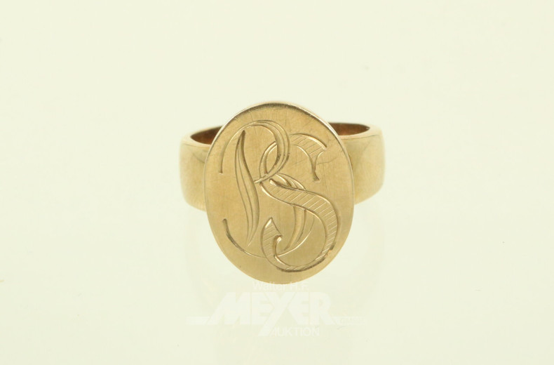Herrenring mit Monogramm 'BS'