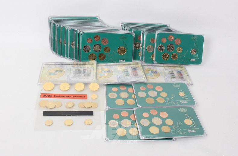 Konvolut Euro-Kursmünzensätze zu je 3,88€, u.a. Monaco, San Marino, Vatikanstadt, Luxemburg etc.