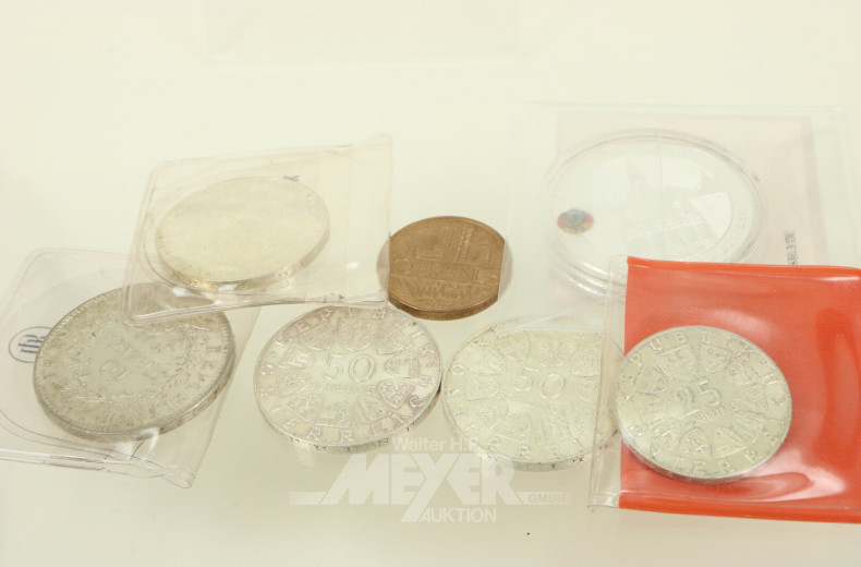 kl. Konvolut Silbermünzen, best. aus: