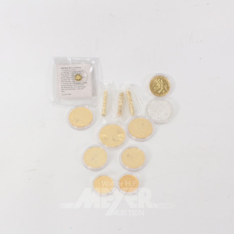 kl. Konvolut Silber- u. Goldmünzen