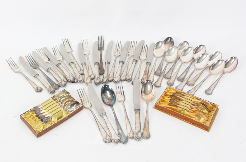 48 Teile Silberbesteck, mit Monogramm "Marion", best. aus: