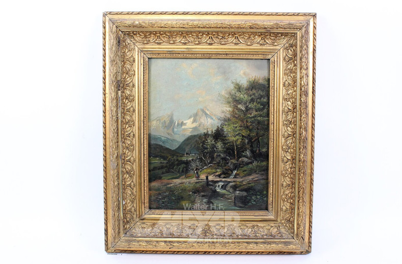 Gemälde "Gebirgsbach mit Staffagen"