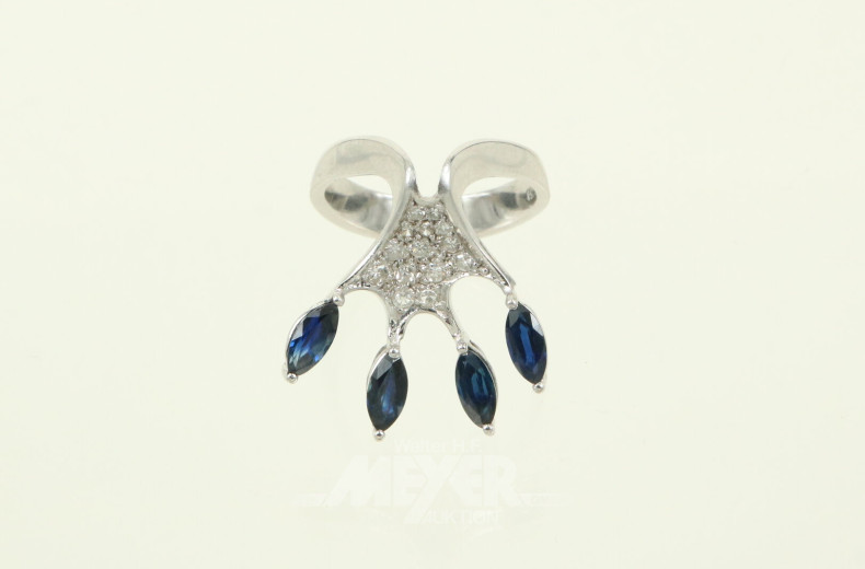 Fantasievoller Ring mit 4 Saphiren und kl. Brillanten