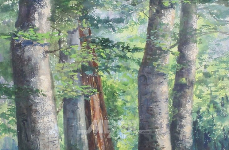 2 Mischtechniken und 1 Aquarell, div. Motive