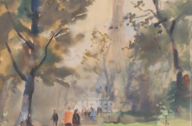 2 Mischtechniken und 1 Aquarell, div. Motive