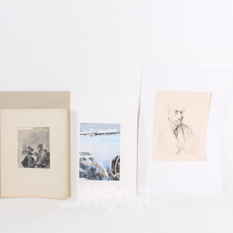 Mappe mit 3 losen Kunstwerken