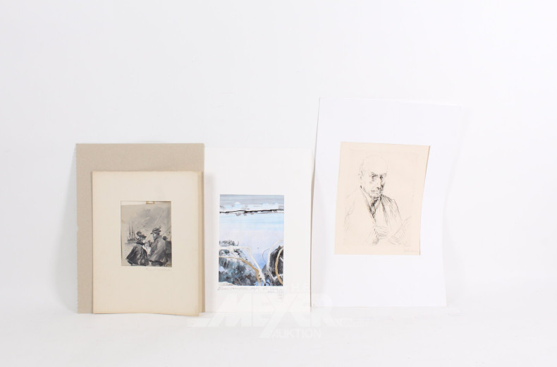 Mappe mit 3 losen Kunstwerken