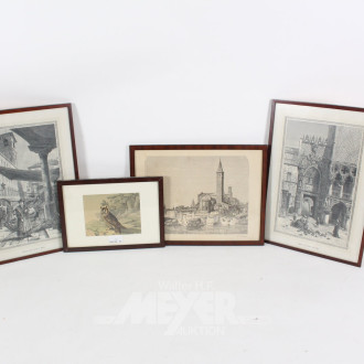 7 versch. Bilder im Mahaghonirahmen