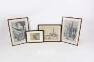 7 versch. Bilder im Mahaghonirahmen