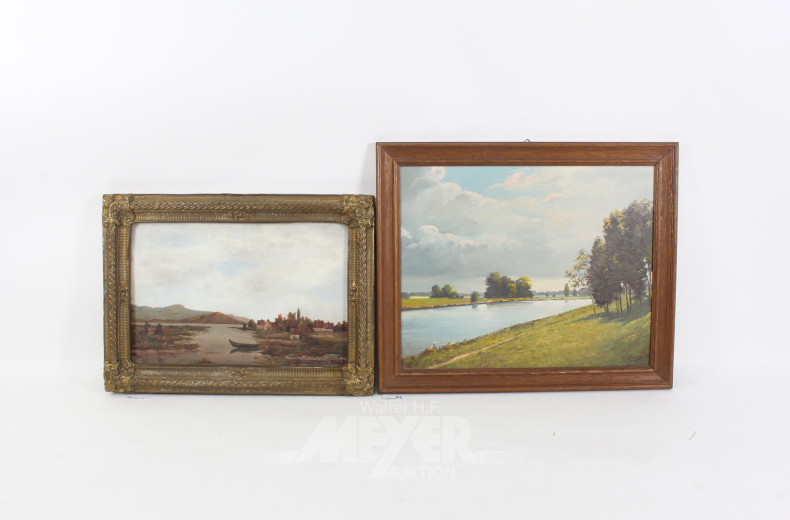 2 Gemälde mit Flusslandschaften