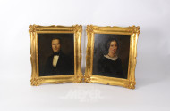 Paar Gemälde,  "Damen-u. Herrenportrait"