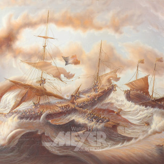 Gemälde "Segler in schwerer See"