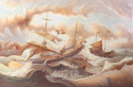Gemälde "Segler in schwerer See"