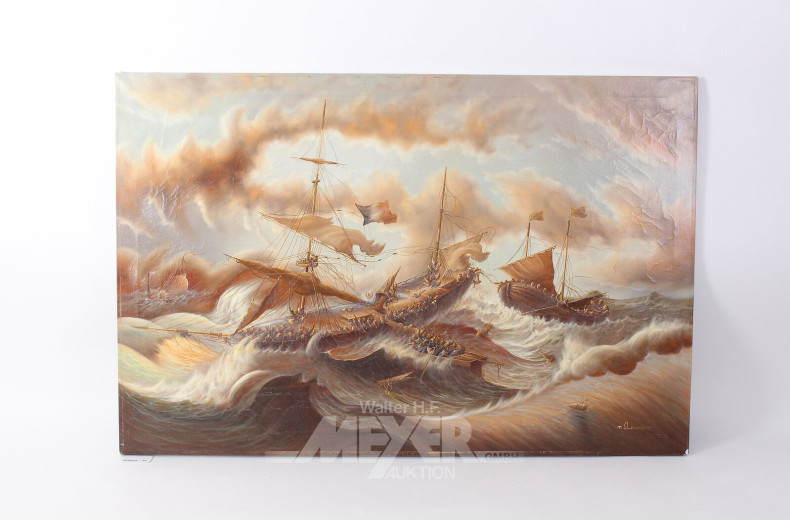 Gemälde "Segler in schwerer See"