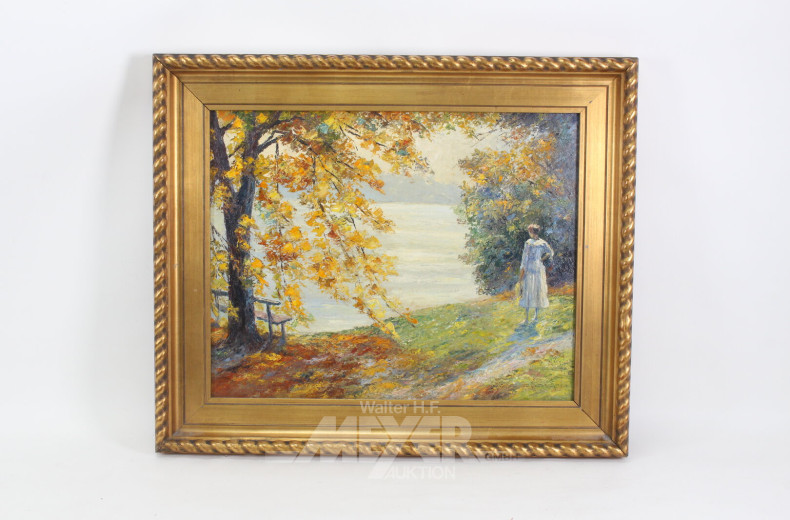 Gemälde 'Frau im Sonntagskleid am See'