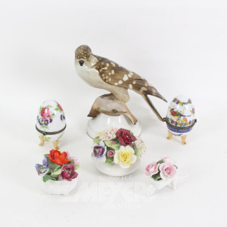 Porz.-Figur "Falke" u. 5 div. Porz.-Teile: