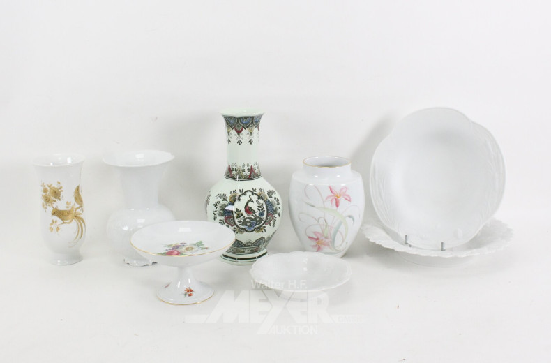 Posten Porzellan: Vasen u. Schalen, ca. 8 Stk.