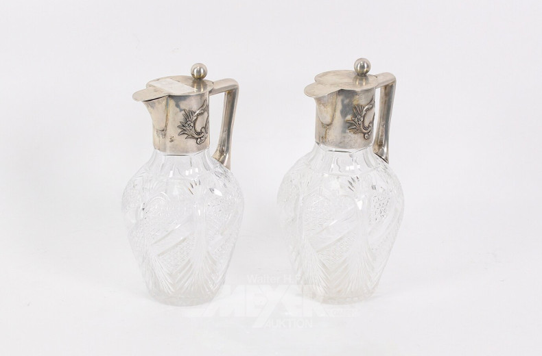 Paar Kristall-Kannen mit 800er Silbermontierung