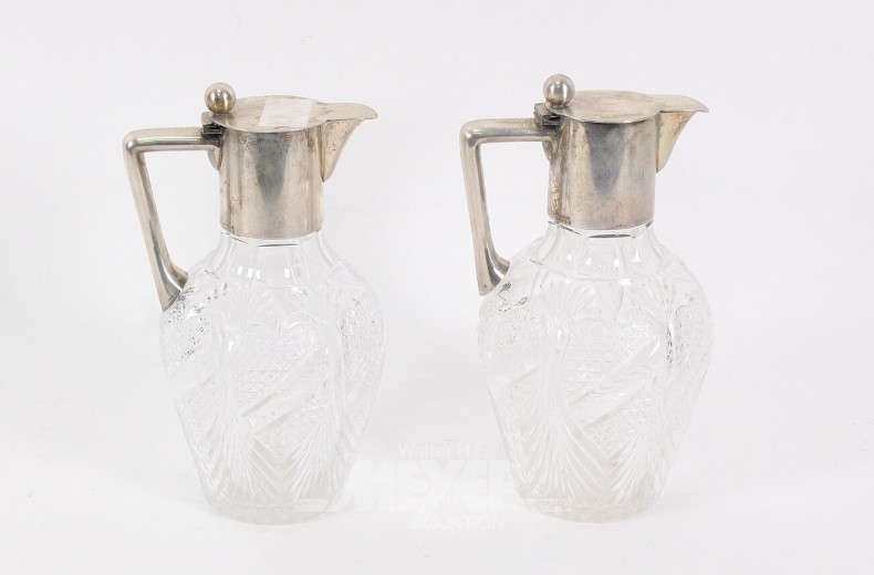 Paar Kristall-Kannen mit 800er Silbermontierung